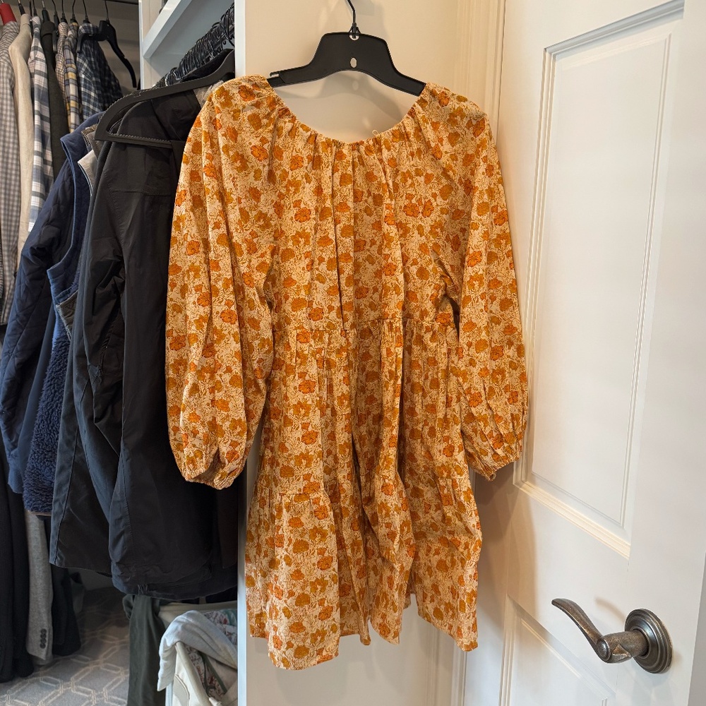 Hyacinth House XS Yellow & Orange Floral Mini Dress